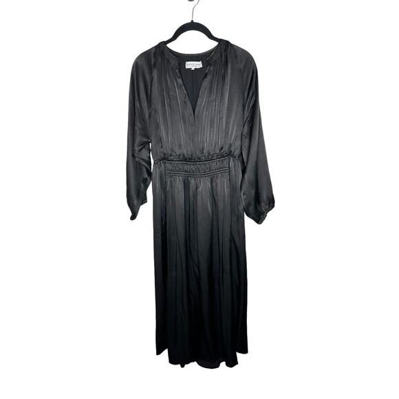A Piece Apart Midi Dress 4 Witchy Gothic Gypsy Smocked Wednesday Pleated Black - Picture 2 of 13